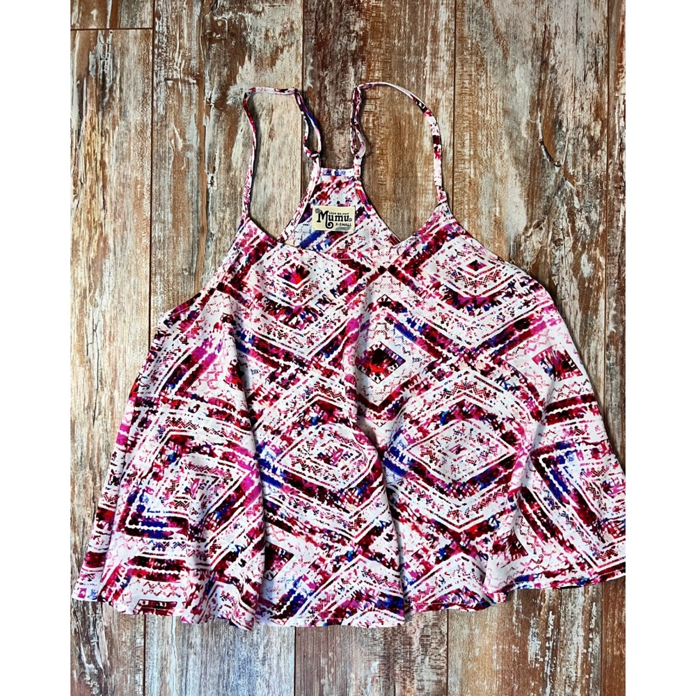Show Me Your Mumu XS Swing Tank Top Boho Abstract Print Adjustable Straps